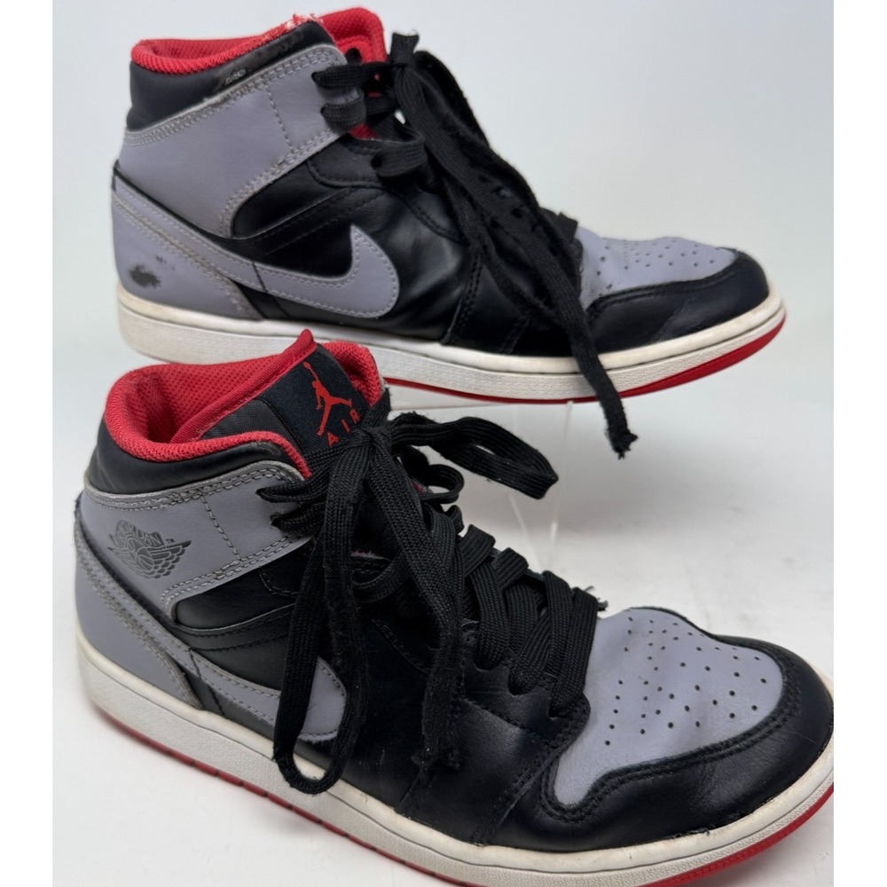 Air Jordan 1 Mid Black Gray Red Men's 8.5 DQ8426-006 Sneakers